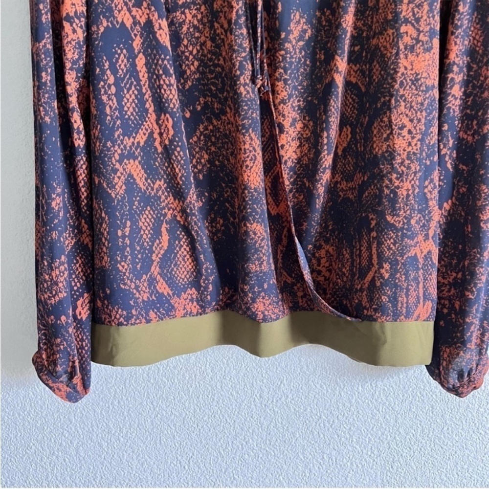 Cabi Python Snake Print Border Wrap Blouse Top V-… - image 8